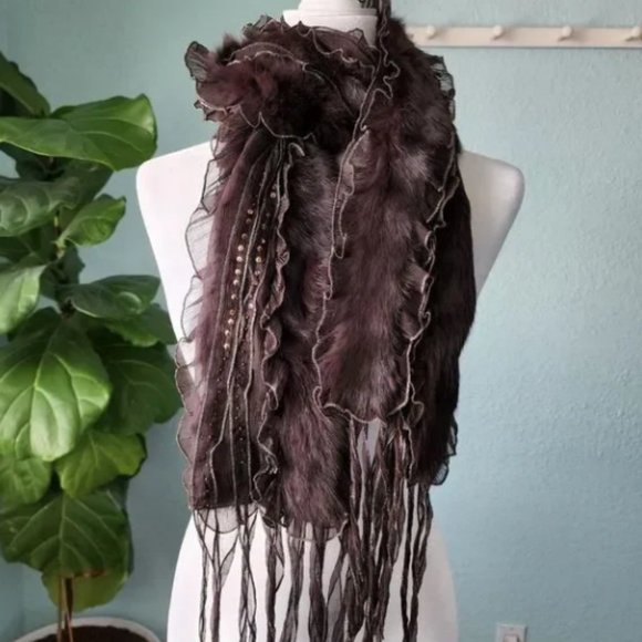 Handmade Unique Boho Scarf Beautiful Style - Brown - Picture 8 of 9
